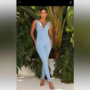 Skylar snatched jumpsuit medium light blue fashion nova